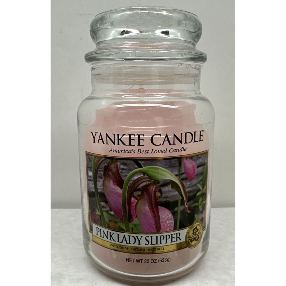 Yankee Candle Pink Lady Slipper Large 22oz Jar White Label **READ**